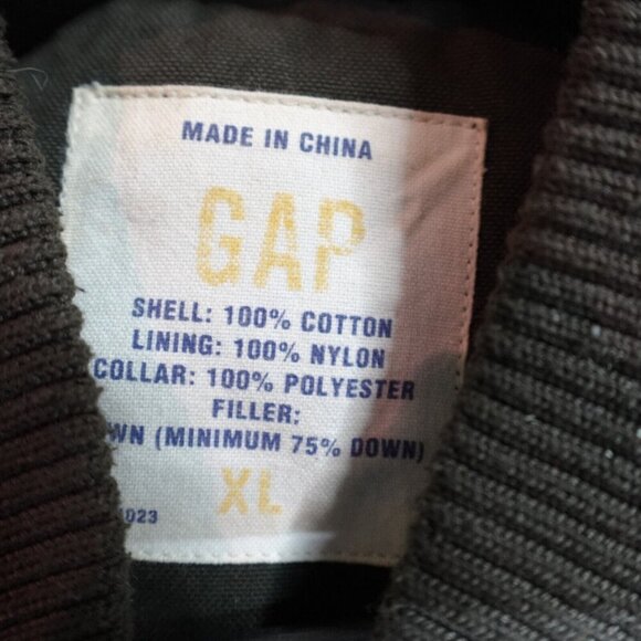 Gap Vest XL Green Olive Quilted Canvas Down Filled Workwear Utility - Picture 3 of 6